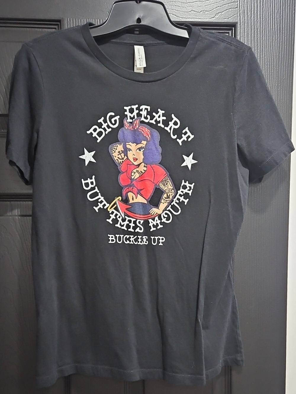 Bella Canvas Black Tee with Retro Pin-Up Graphic